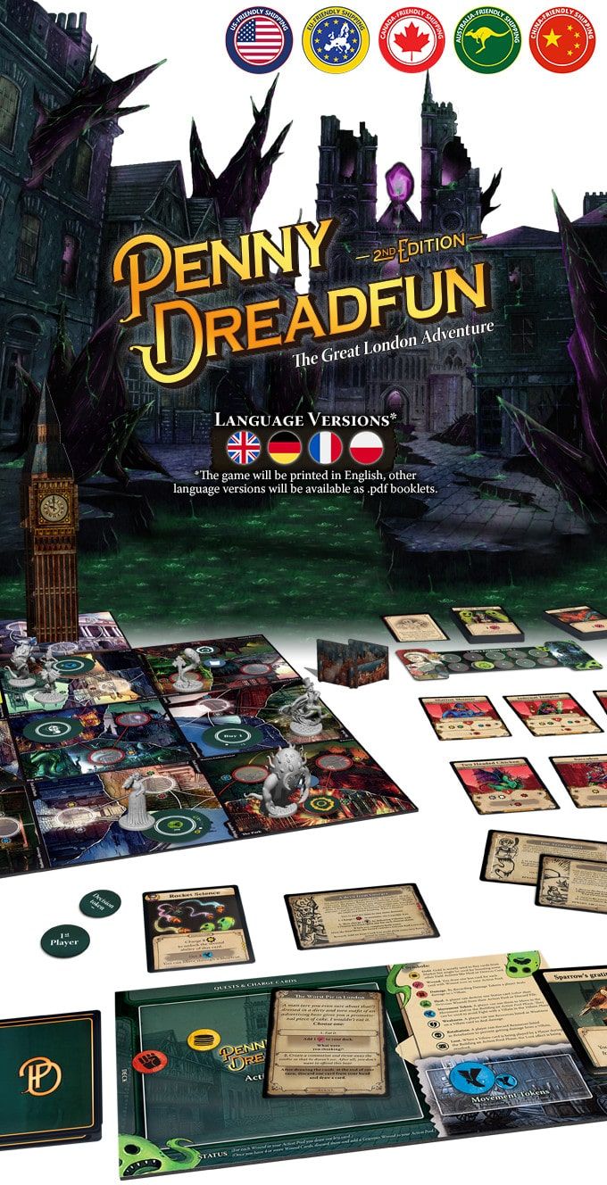 Penny Dreadfun A deckbuilding RPG board game