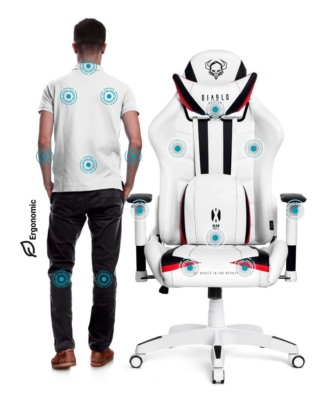 Diablo X-Ray gaming chair, white and black